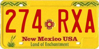 NM license plate 274RXA