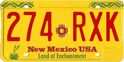 NM license plate 274RXK