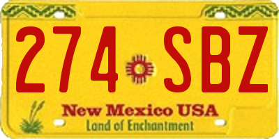 NM license plate 274SBZ