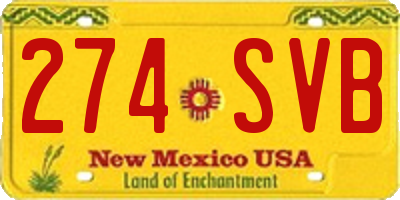 NM license plate 274SVB