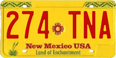 NM license plate 274TNA