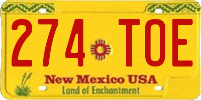 NM license plate 274TOE