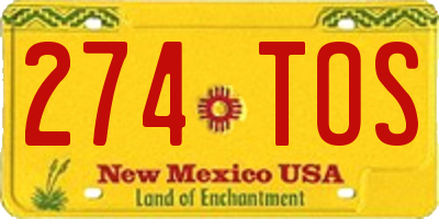 NM license plate 274TOS