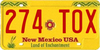 NM license plate 274TOX