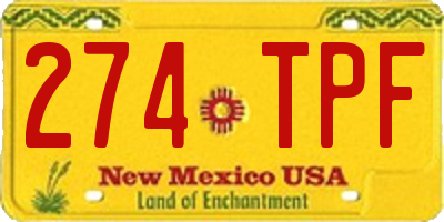 NM license plate 274TPF