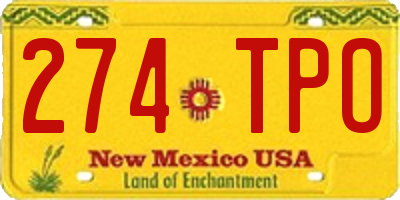 NM license plate 274TPO