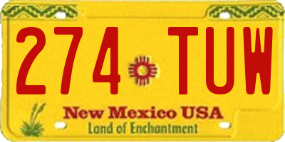 NM license plate 274TUW