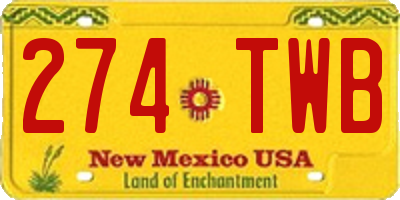 NM license plate 274TWB
