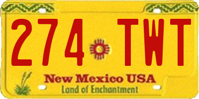NM license plate 274TWT