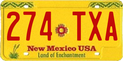 NM license plate 274TXA