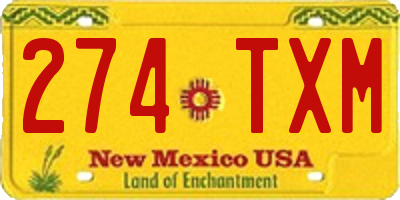 NM license plate 274TXM