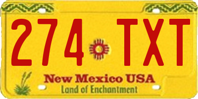 NM license plate 274TXT