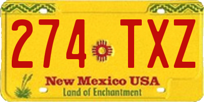 NM license plate 274TXZ