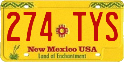 NM license plate 274TYS
