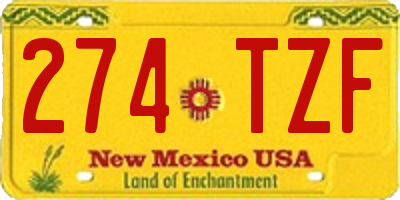NM license plate 274TZF