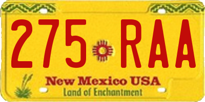 NM license plate 275RAA