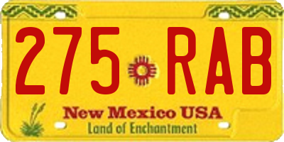 NM license plate 275RAB