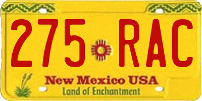 NM license plate 275RAC
