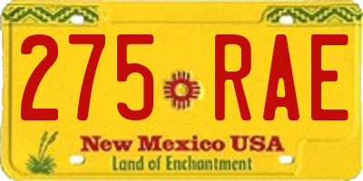 NM license plate 275RAE