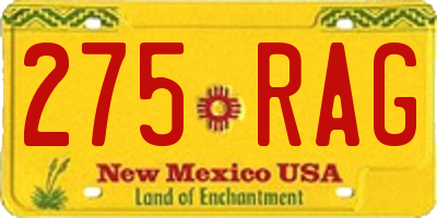 NM license plate 275RAG