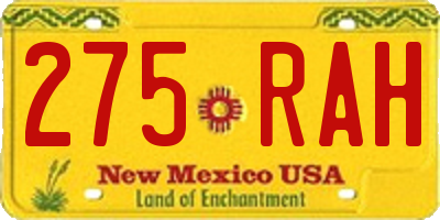 NM license plate 275RAH
