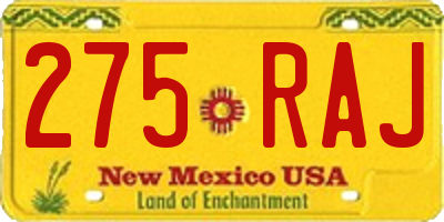 NM license plate 275RAJ