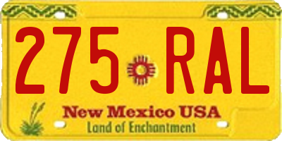 NM license plate 275RAL