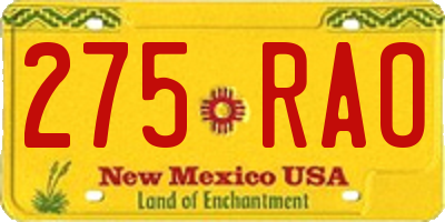 NM license plate 275RAO