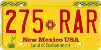 NM license plate 275RAR