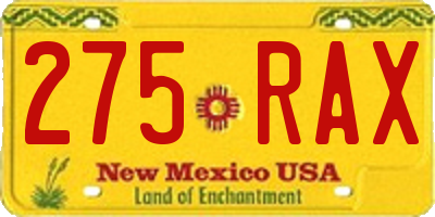 NM license plate 275RAX