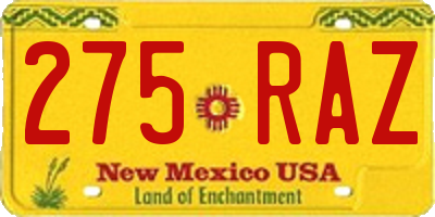 NM license plate 275RAZ