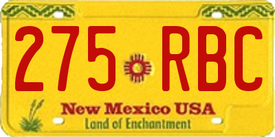 NM license plate 275RBC