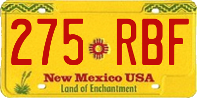 NM license plate 275RBF