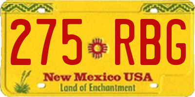 NM license plate 275RBG