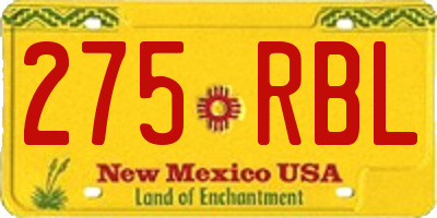 NM license plate 275RBL