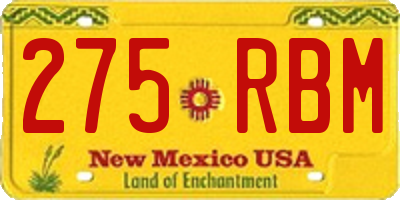 NM license plate 275RBM
