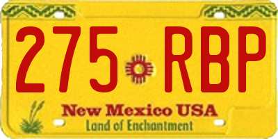 NM license plate 275RBP