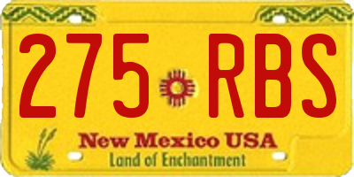 NM license plate 275RBS