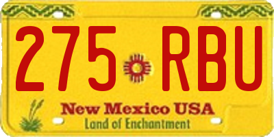 NM license plate 275RBU