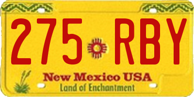 NM license plate 275RBY