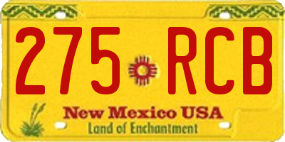 NM license plate 275RCB