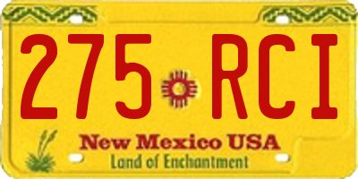 NM license plate 275RCI