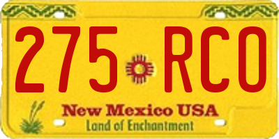 NM license plate 275RCO