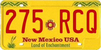 NM license plate 275RCQ