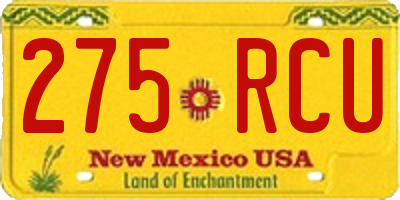 NM license plate 275RCU
