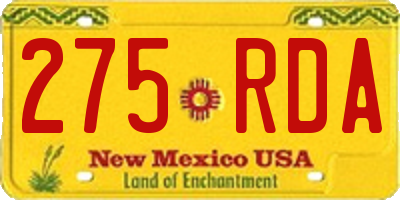NM license plate 275RDA