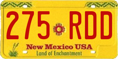 NM license plate 275RDD