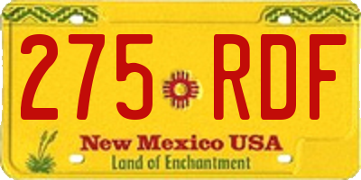 NM license plate 275RDF
