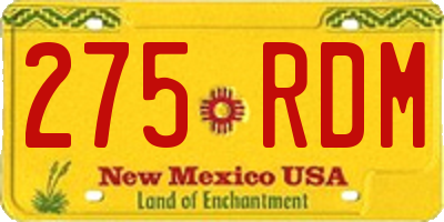 NM license plate 275RDM