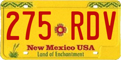 NM license plate 275RDV